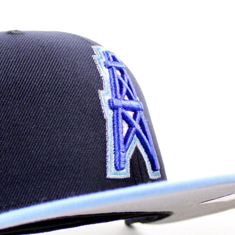 HOUSTON OILERS 50th Anniversary New Era 59Fifty Fitted Hat (Navy Sky Blue Gray Under Brim)