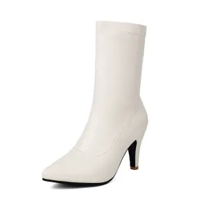 Women's Pointed Toe Spike Heel Mid Calf Boots
